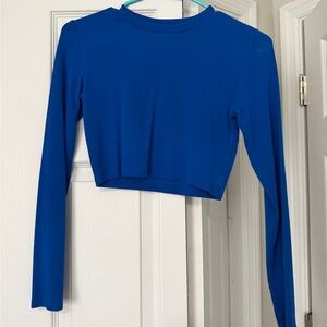 Zara Royal Blue Long Sleeve Crop Top Medium Brand New